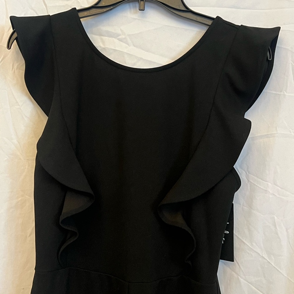 NWT M Lulu's Classic Black low back Ruffle Jumpsuit - Picture 7 of 11